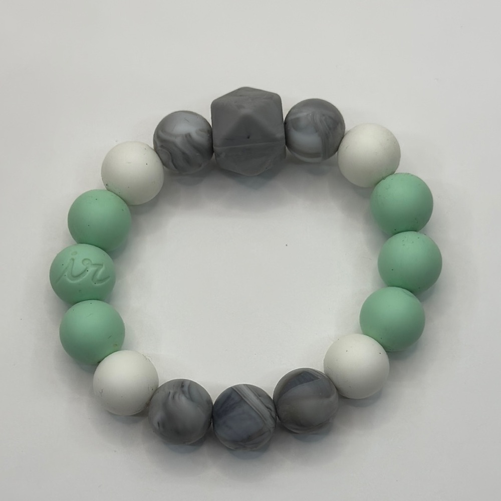 ir Gray and Mint Beaded silicone Bracelet